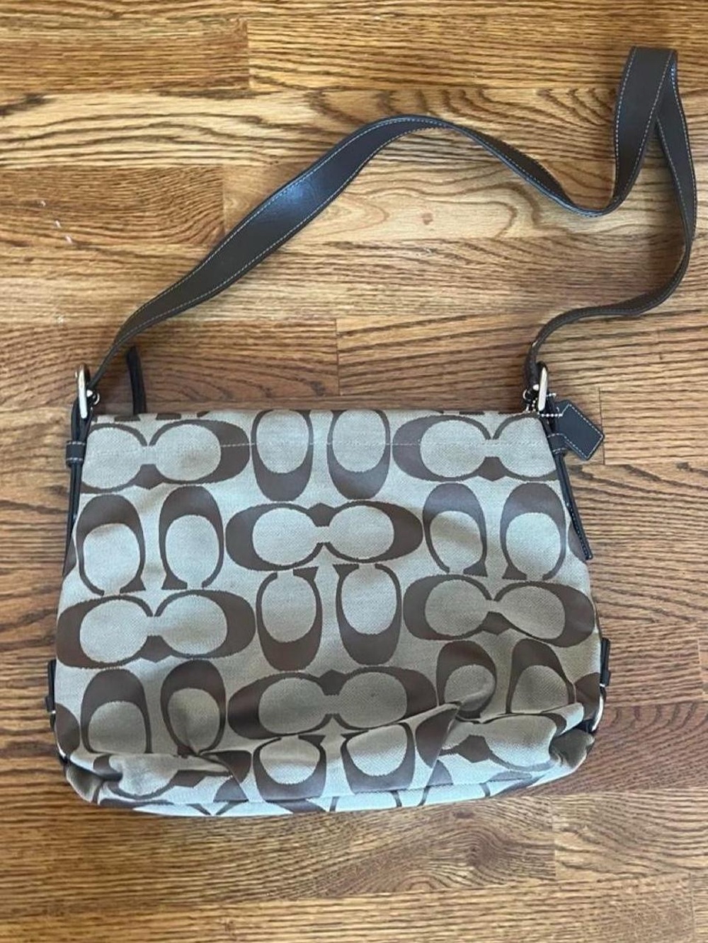 Coach Signature Monogram Duffle Hobo Shoulder Bag